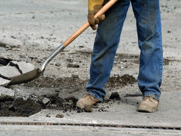 Workers digging